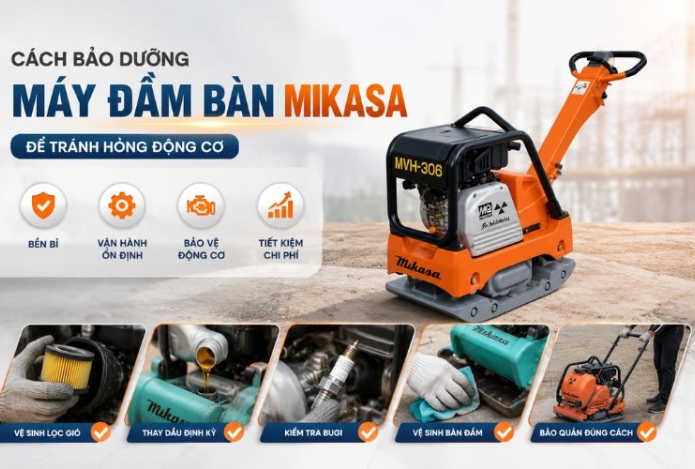 Cách bảo dưỡng máy đầm bàn Mikasa để tránh hỏng động cơ