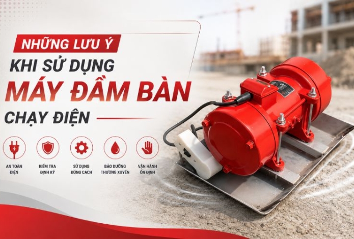 Những lưu ý khi sử dụng máy đầm bàn chạy điện