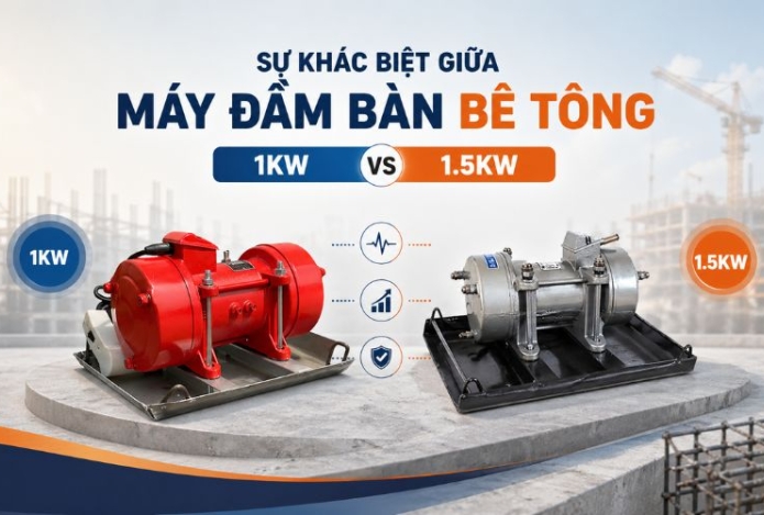 Hình ảnh Sự khác biệt giữa máy đầm bàn bê tông 1KW và 1.5KW