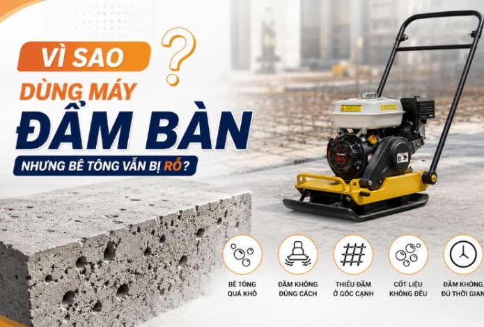 Vì sao dùng máy đầm bê tông nhưng bê tông vẫn bị rỗ?