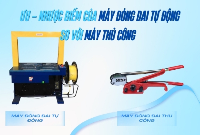 Hình ảnh Ưu – nhược điểm của máy đóng đai tự động so với máy thủ công