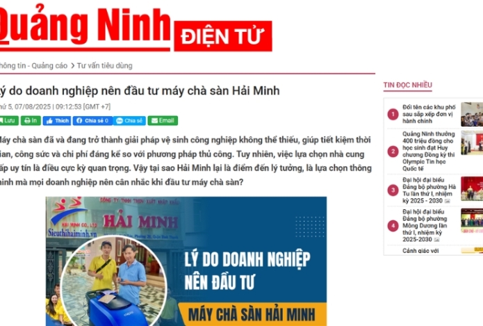 Baoquangninh.vn| Đầu tư máy chà sàn tại Hải Minh nên hay không?