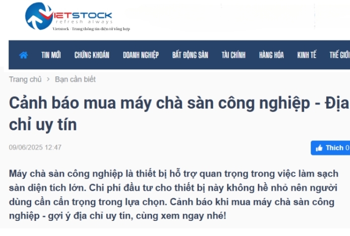 Hình ảnh Vietstock.vn| Cảnh Báo Khi Mua Máy Chà Sàn Công Nghiệp