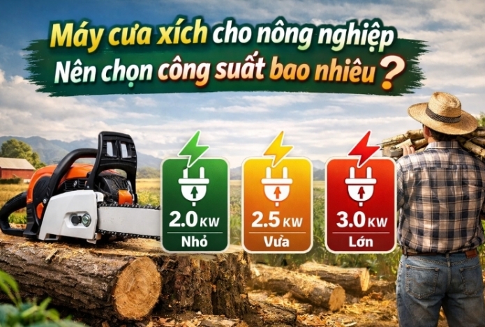 Máy cưa xích cho nông nghiệp nên chọn công suất bao nhiêu?