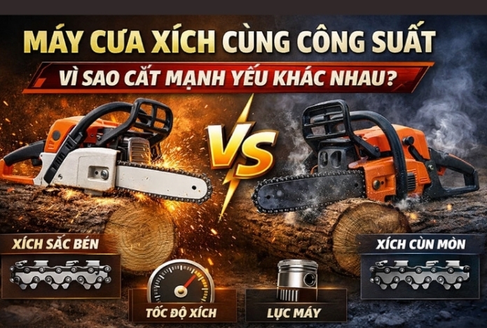 Vì sao máy cưa xích cùng công suất cắt mạnh yếu khác nhau?