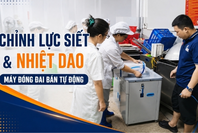 Chỉnh Lực Siết & Nhiệt Dao Máy Đóng Đai Bán Tự Động