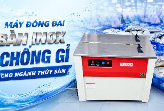 Máy Đóng Đai Bàn Inox Chống Gỉ Cho Ngành Thủy Sản