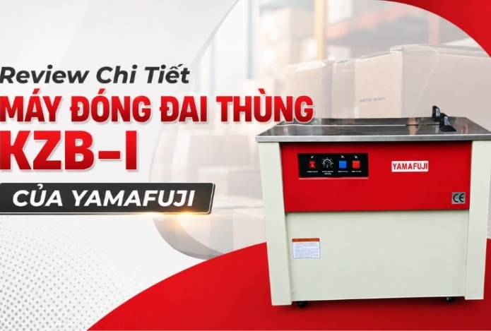 Hình ảnh Review Chi Tiết Máy Đóng Đai Thùng KZB-I Của Yamafuji