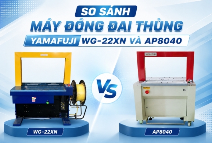 Hình ảnh So Sánh Máy Đóng Đai Thùng Yamafuji WG-22XN Và AP8040