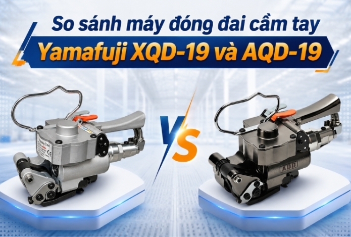Hình ảnh So sánh máy đóng đai cầm tay Yamafuji XQD-19 và AQD-19