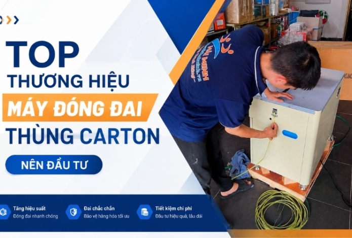 Hình ảnh Top thương hiệu máy đóng đai thùng carton nên đầu tư