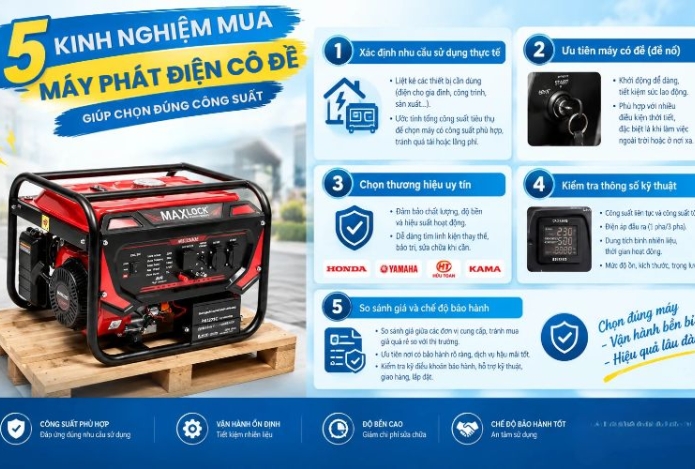 5 Kinh nghiệm mua máy phát điện có đề giúp chọn đúng công suất
