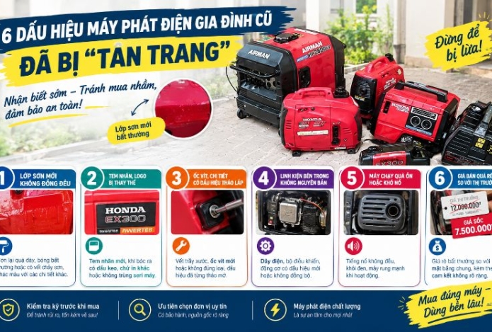 6 dấu hiệu máy phát điện gia đình cũ đã bị “tân trang”