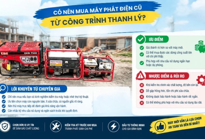 Có nên mua máy phát điện cũ từ công trình thanh lý