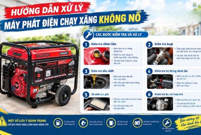 Hướng dẫn xử lý máy phát điện chạy xăng không nổ