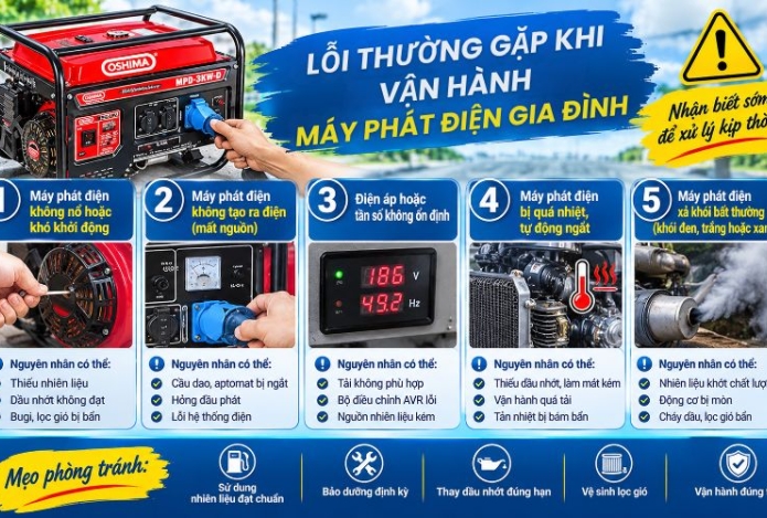 Lỗi thường gặp khi vận hành máy phát điện gia đình