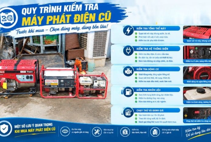 Hình ảnh Quy trình kiểm tra máy phát điện cũ trước khi mua