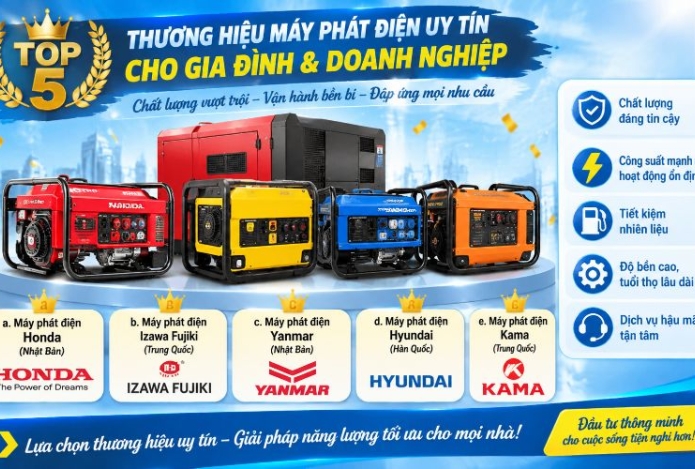 Top 5 Thương hiệu máy phát điện uy tín đáng mua hiện nay