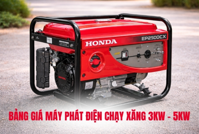 Hình ảnh Bảng Giá Máy Phát Điện Chạy Xăng 3kw - 5kw Năm 2026
