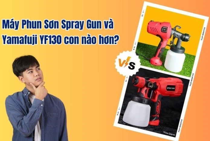 Hình ảnh Máy Phun Sơn Spray Gun và Yamafuji YF130 con nào hơn