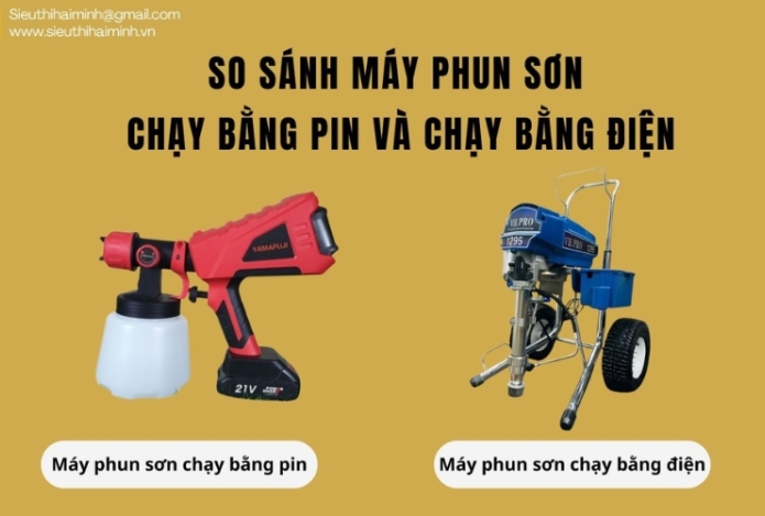 So sánh máy phun sơn chạy bằng pin và máy chạy bằng điện: Ưu nhược điểm từng loại