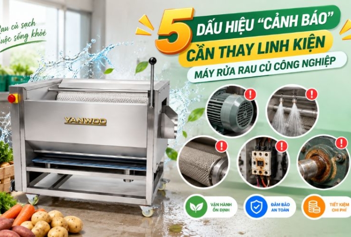 5 Dấu hiệu “cảnh báo” cần thay linh kiện máy rửa rau củ công nghiệp