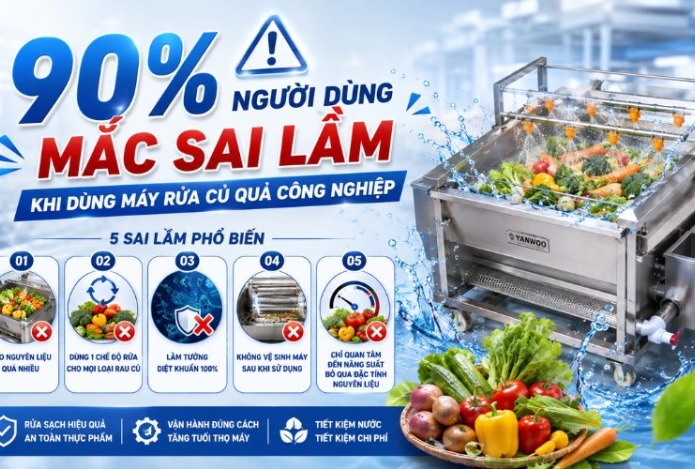 90% người dùng mắc sai lầm khi dùng máy rửa củ quả công nghiệp