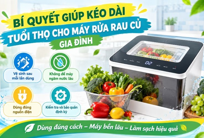 Bí quyết giúp kéo dài tuổi thọ cho máy rửa rau củ gia đình