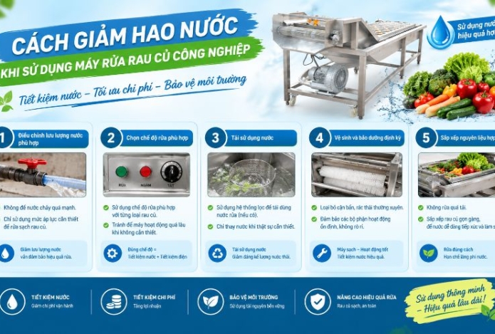 Cách giảm hao nước khi sử dụng máy rửa rau củ công nghiệp