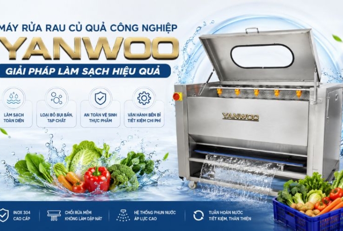 Máy rửa rau củ quả công nghiệp Yanwoo - Giải pháp làm sạch hiệu quả