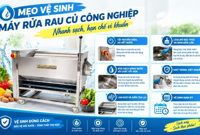 Mẹo vệ sinh máy rửa rau củ công nghiệp sạch, hạn chế vi khuẩn