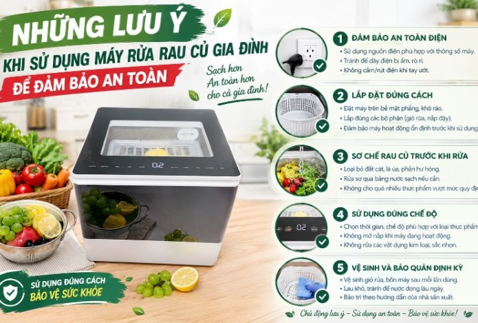 Những lưu ý khi sử dụng máy rửa rau củ gia đình để đảm bảo an toàn