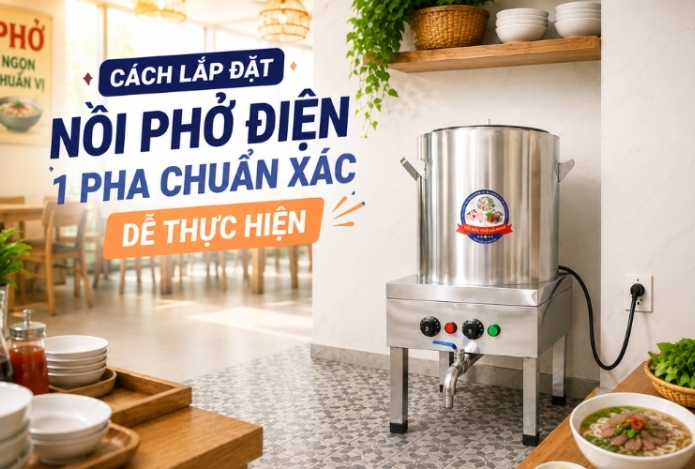 Cách lắp đặt nồi phở điện 1 pha chuẩn xác, dễ thực hiện