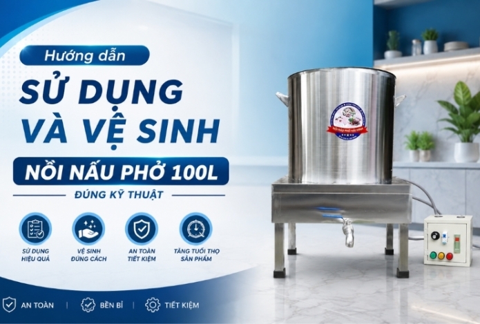 Hướng dẫn sử dụng và vệ sinh nồi nấu phở 100L đúng kỹ thuật