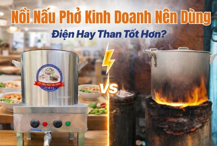 Hình ảnh Nồi nấu phở kinh doanh nên dùng điện hay than tốt hơn?