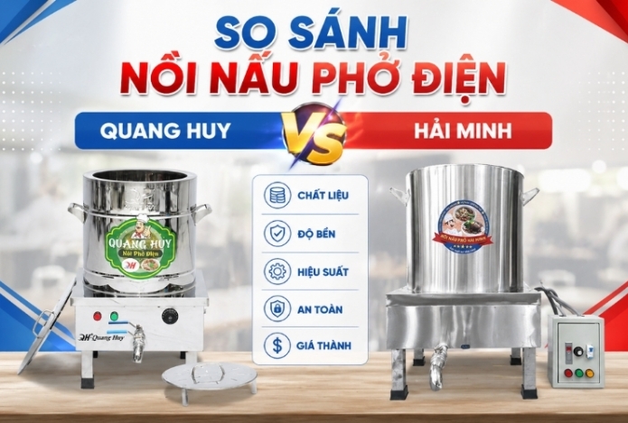 Hình ảnh So sánh nồi nấu phở điện Quang Huy và Hải Minh