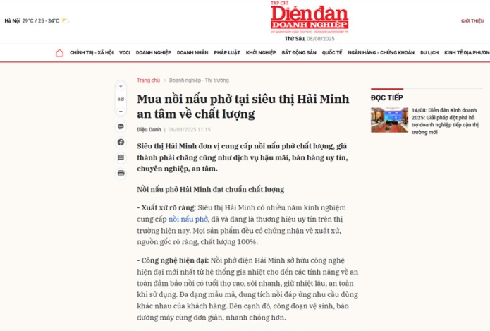 diendandoanhnghiep.vn|Mua nồi nấu phở tại siêu thị Hải Minh an tâm về chất lượng