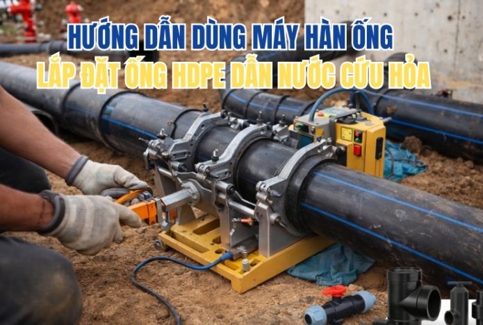 Hướng dẫn dùng máy hàn ống lắp đặt ống HDPE dẫn nước cứu hỏa