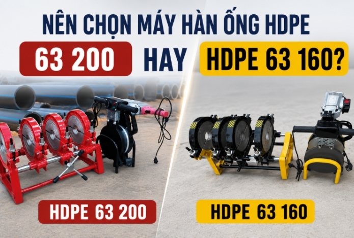 Hình ảnh Nên chọn máy hàn ống HDPE 63 200 hay HDPE 63 160?
