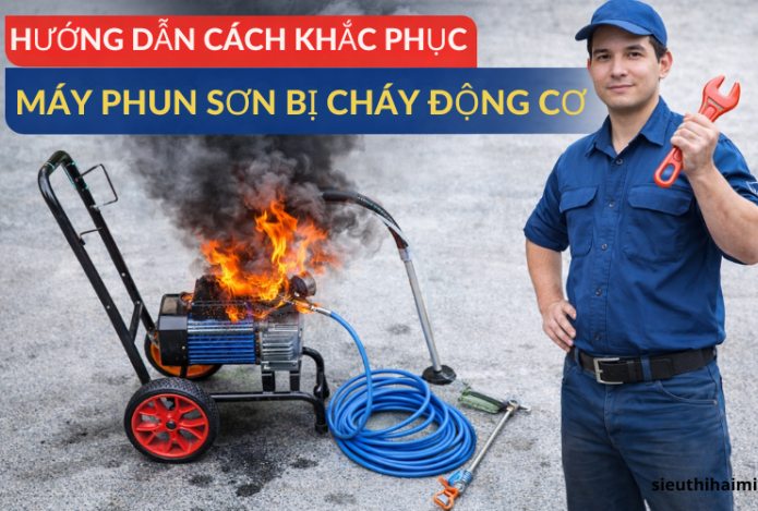 Hướng dẫn cách khắc phục máy phun sơn bị cháy động cơ
