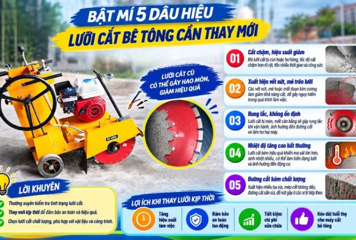 Bật mí 5 dấu hiệu lưỡi cắt bê tông cần thay mới