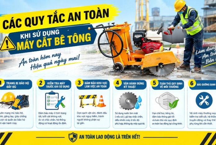 Hình ảnh Các quy tắc an toàn khi sử dụng máy cắt bê tông