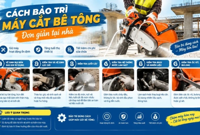 Hình ảnh Cách bảo trì máy cắt bê tông đơn giản tại nhà