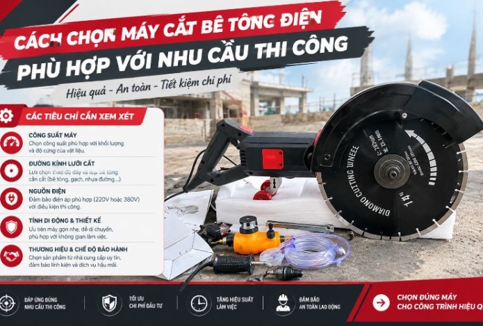 Cách chọn máy cắt bê tông điện phù hợp với nhu cầu thi công