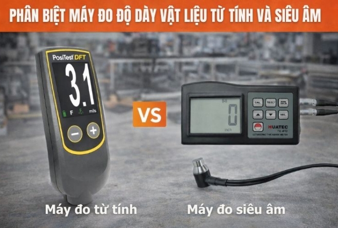Phân biệt máy đo độ dày vật liệu từ tính và siêu âm