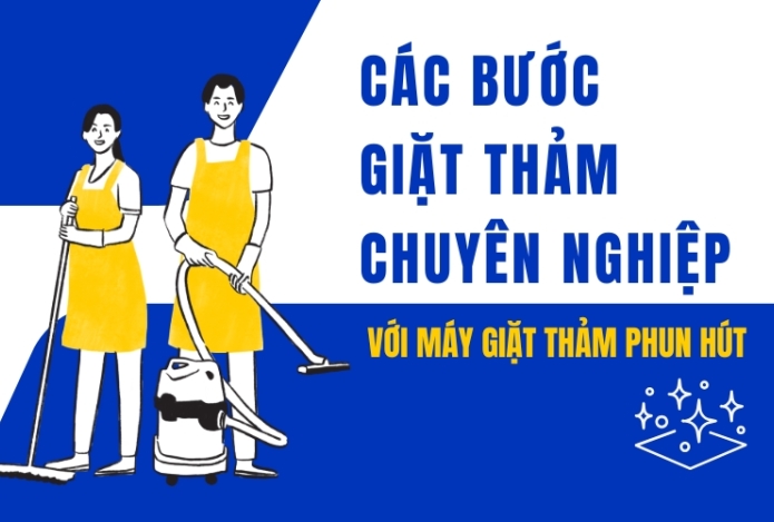 Hình ảnh Các bước giặt thảm chuyên nghiệp với máy giặt thảm phun hút