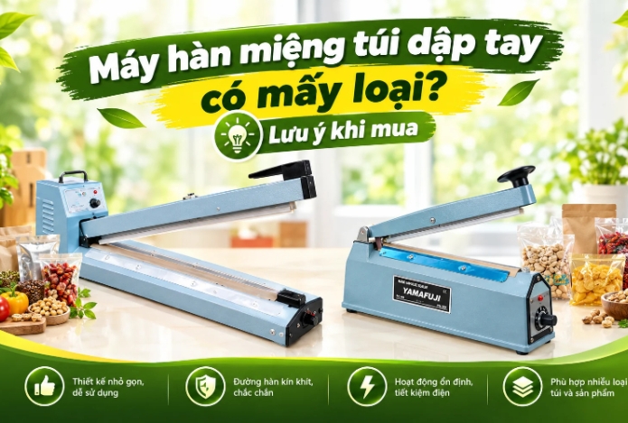 Máy hàn miệng túi dập tay có mấy loại? Lưu ý khi mua