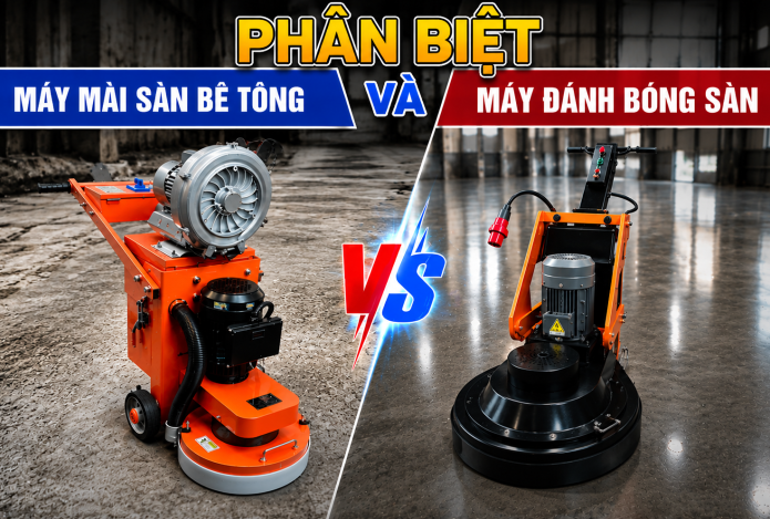 Phân biệt máy mài sàn bê tông và máy đánh bóng sàn chi tiết