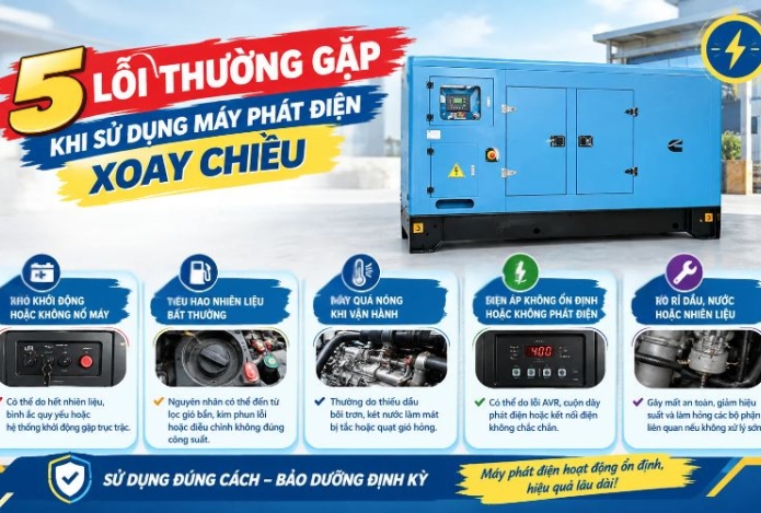 5 Lỗi thường gặp khi sử dụng máy phát điện xoay chiều