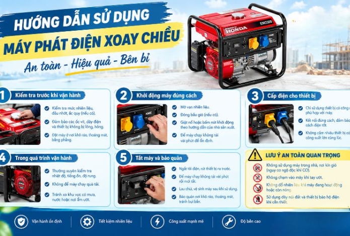 Hướng dẫn sử dụng máy phát điện xoay chiều an toàn